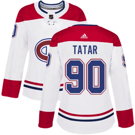 Women's Adidas Montreal Canadiens #90 Tomas Tatar Authentic White Away NHL Jersey - Ujersey