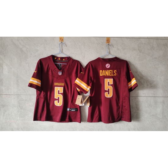Women's Washington Commanders #5 Jayden Daniels Burgundy 2024 F.U.S.E. Draft Stitched Jersey(Run Small) - Ujersey