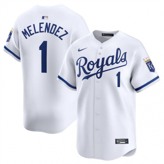 Men's Kansas City Royals #1 MJ Melendez White 2024 Home Limited Stitched Baseball Jersey - Ujersey
