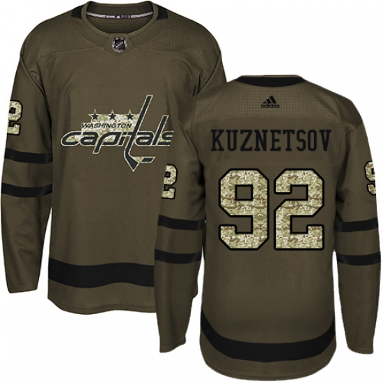 Youth Adidas Washington Capitals #92 Evgeny Kuznetsov Premier Green Salute to Service NHL Jersey - Ujersey