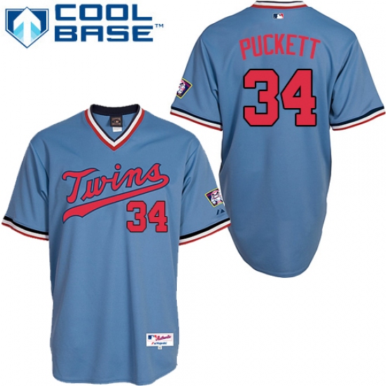Men's Majestic Minnesota Twins #34 Kirby Puckett Authentic Light Blue 1984 Turn Back The Clock MLB Jersey - Ujersey
