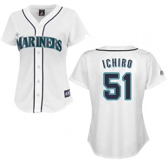 Women's Majestic Seattle Mariners #51 Ichiro Suzuki Authentic White MLB Jersey - Ujersey