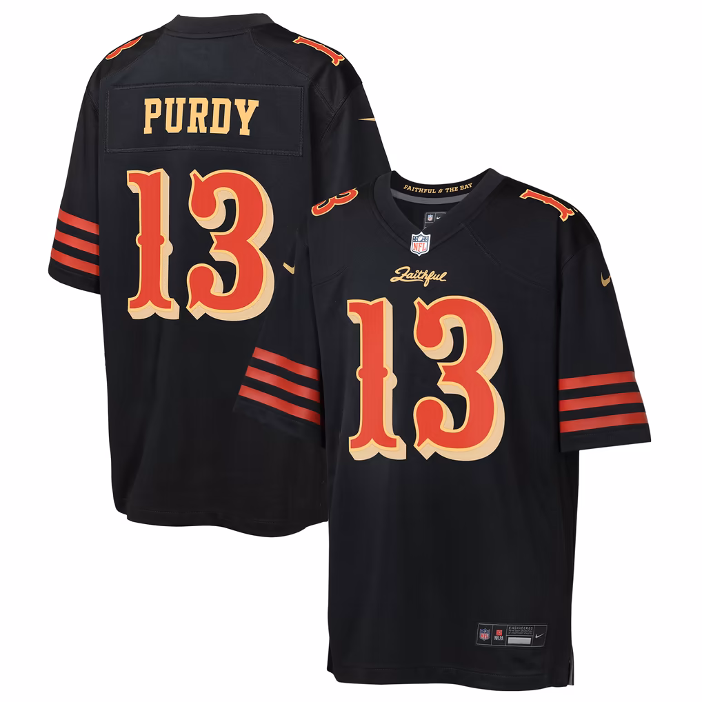 Youth San Francisco 49ers Brock Purdy Nike Black Rivalries Collection Game Jersey - Ujersey