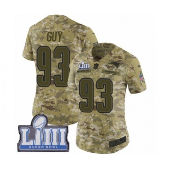 Women's Nike New England Patriots #93 Lawrence Guy Limited Camo 2018 Salute to Service Super Bowl LIII Bound NFL Jersey - Ujersey
