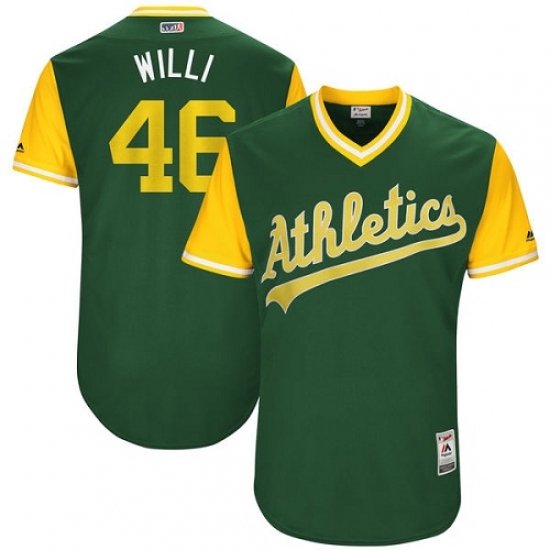 Men's Majestic Oakland Athletics #46 Santiago Casilla 