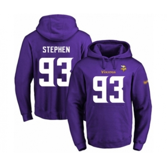 Football Men's Minnesota Vikings #93 Shamar Stephen Purple Name & Number Pullover Hoodie - Ujersey