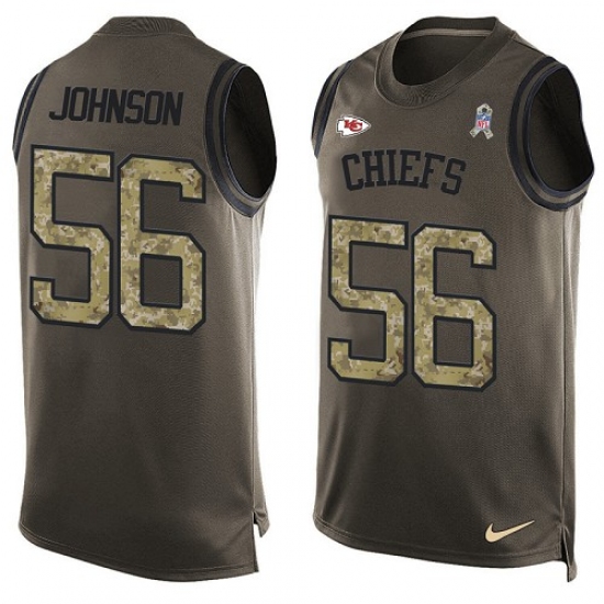 Men's Nike Kansas City Chiefs #56 Derrick Johnson Limited Green Salute to Service Tank Top NFL Jersey - Ujersey