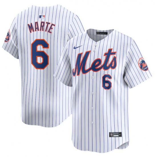 Men's New York Mets #6 Starling Marte White 2024 Home Limited Stitched Baseball Jersey - Ujersey