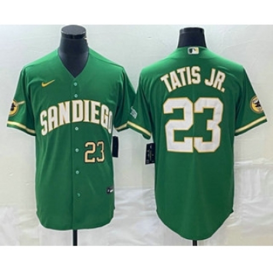 Men's San Diego Padres #23 Fernando Tatis Jr Number Green Cool Base Stitched Baseball Jersey - Ujersey