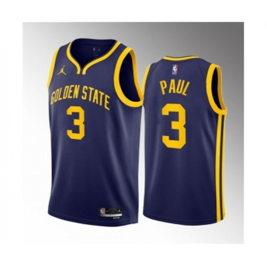 Men's Golden State Warriors #3 Chris Paul Navy Statement Edition Stitched Basketball Jersey - Ujersey