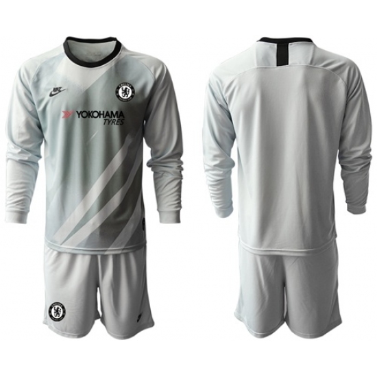 Chelsea Blank Grey Goalkeeper Long Sleeves Soccer Club Jersey
