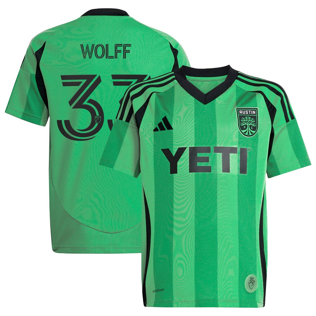 Youth Austin FC Owen Wolff adidas Green 2025 The Heartbeat Kit Replica Jersey - Ujersey