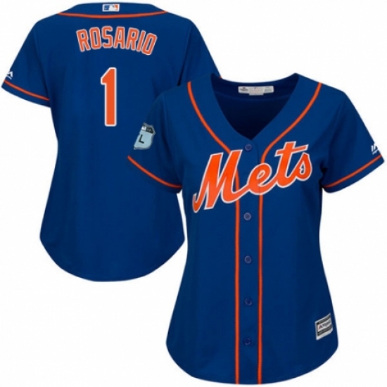 Women's Majestic New York Mets #1 Amed Rosario Authentic Royal Blue Alternate Home Cool Base MLB Jersey - Ujersey