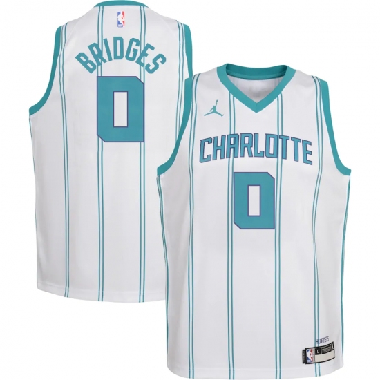 Youth Charlotte Hornets #0 Miles Bridges Jordan Brand White 2020-21 Swingman Jersey - Ujersey