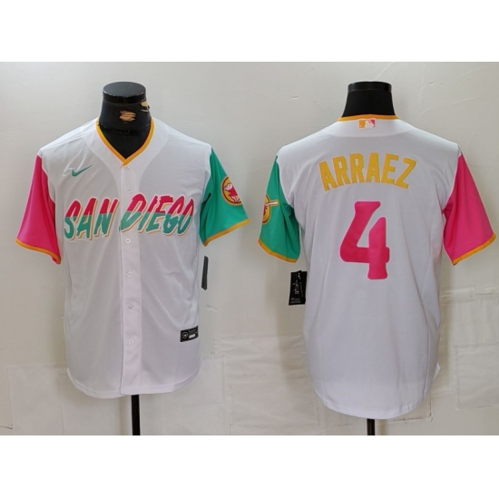 Men's San Diego Padres #4 Luis Arraez White 2023 City Connect Cool Base Stitched Jersey - Ujersey