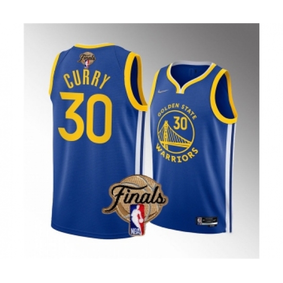 Men's Golden State Warriors #30 Stephen Curry Royal 2022 Finals Stitched Basketball Jersey