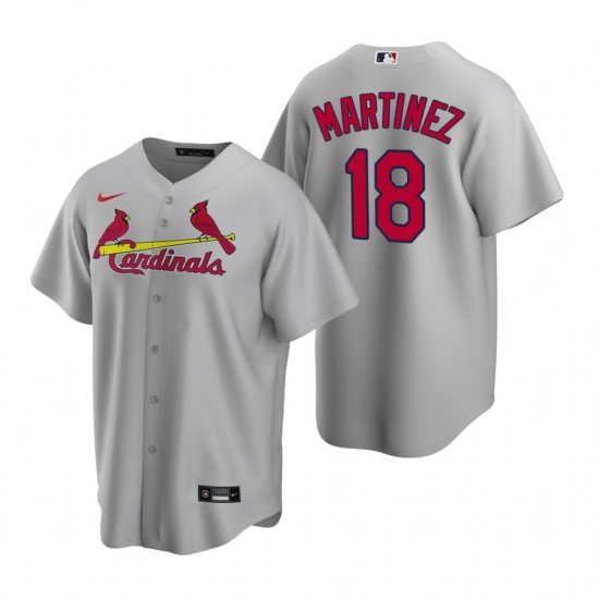 Men's Nike St. Louis Cardinals #18 Carlos Martinez Gray Road Stitched Baseball Jersey - Ujersey