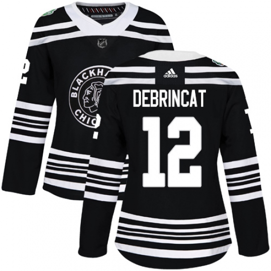 Women's Adidas Chicago Blackhawks #12 Alex DeBrincat Authentic Black 2019 Winter Classic NHL Jersey - Ujersey