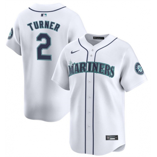 Men's Seattle Mariners #2 Justin Turner White 2024 Home Limited Stitched jersey - Ujersey