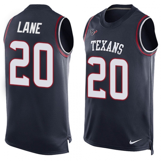 Men's Nike Houston Texans #20 Jeremy Lane Limited Navy Blue Player Name & Number Tank Top NFL Jersey - Ujersey