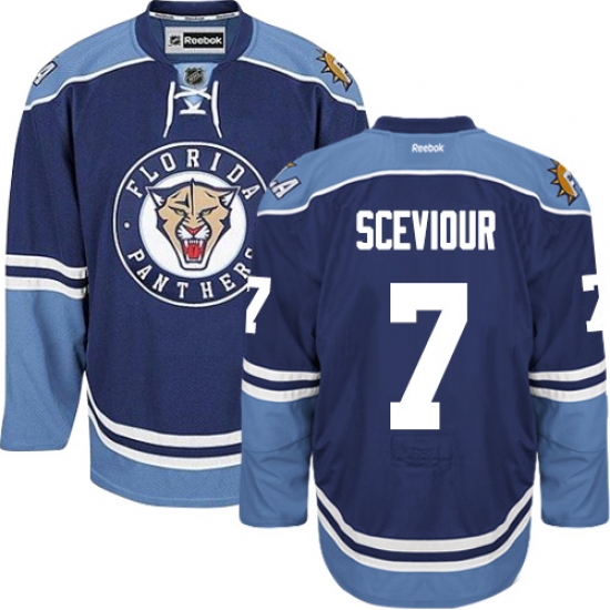 Men's Reebok Florida Panthers #7 Colton Sceviour Authentic Navy Blue Third NHL Jersey - Ujersey