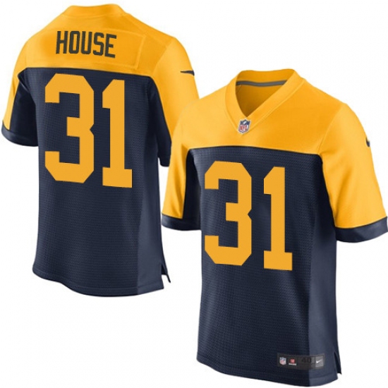 Men's Nike Green Bay Packers #31 Davon House Elite Navy Blue Alternate NFL Jersey - Ujersey