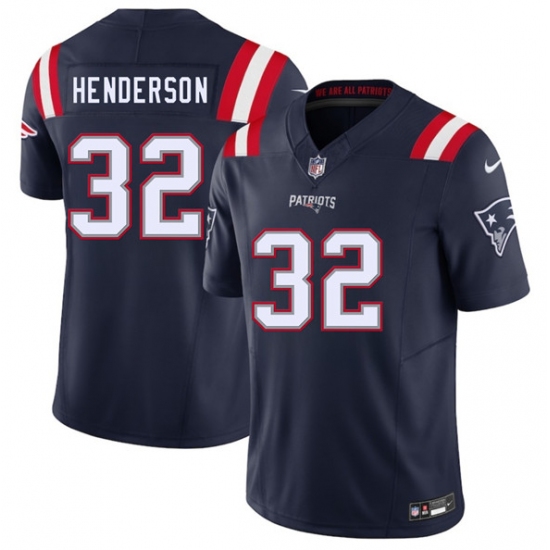 Men's New England Patriots #32 TreVeyon Henderson Navy 2025 F.U.S.E. Vapor Limited Football Stitched Jersey - Ujersey