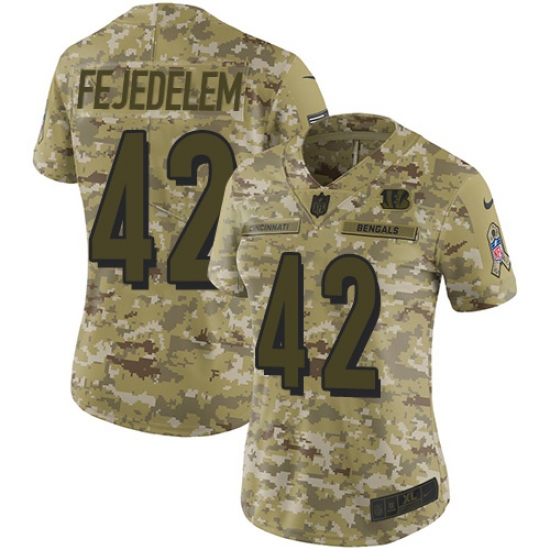Women's Nike Cincinnati Bengals #42 Clayton Fejedelem Limited Camo 2018 Salute to Service NFL Jersey - Ujersey