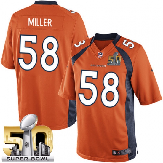 Men's Nike Denver Broncos #58 Von Miller Limited Orange Team Color Super Bowl 50 Bound NFL Jersey - Ujersey
