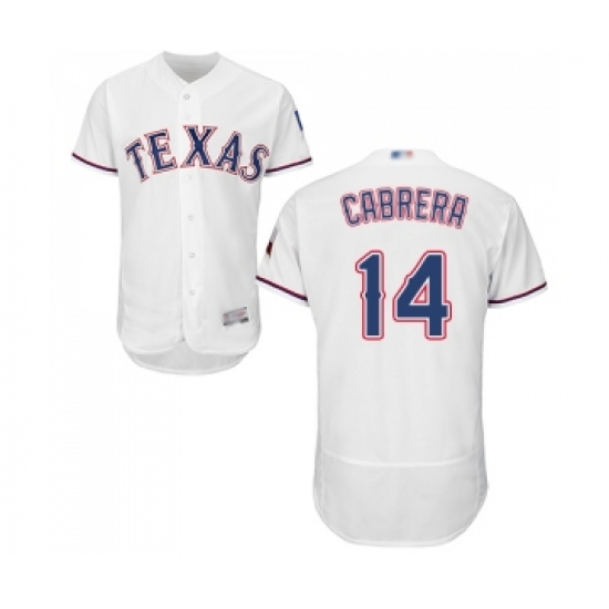 Men's Texas Rangers #14 Asdrubal Cabrera White Home Flex Base Authentic Collection Baseball Jersey - Ujersey