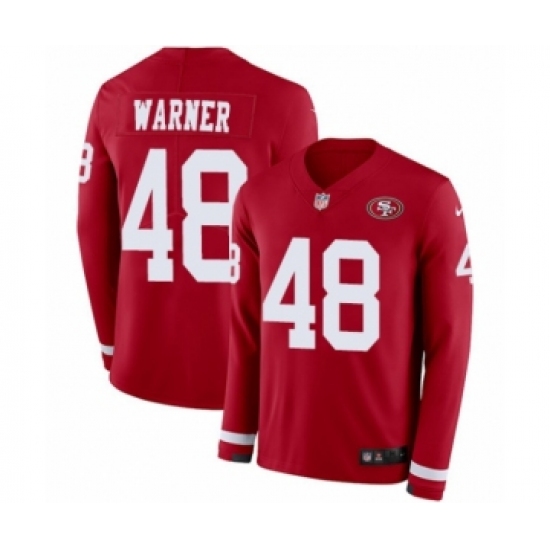 Men's Nike San Francisco 49ers #48 Fred Warner Limited Red Therma Long Sleeve NFL Jersey - Ujersey