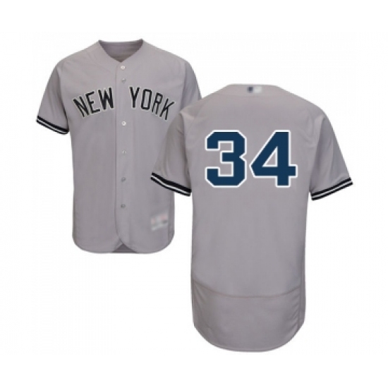 Men's New York Yankees #34 J.A. Happ Grey Road Flex Base Authentic Collection Baseball Jersey - Ujersey