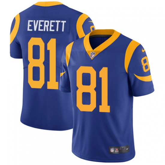 Youth Nike Los Angeles Rams #81 Gerald Everett Royal Blue Alternate Vapor Untouchable Limited Player NFL Jersey - Ujersey