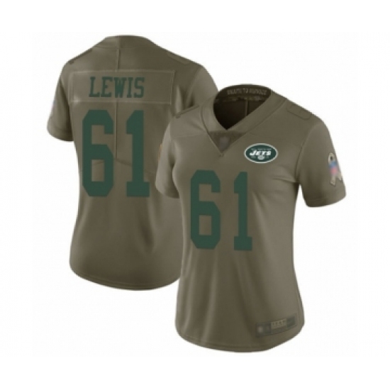 Women's New York Jets #61 Alex Lewis Limited Olive 2017 Salute to Service Football Jersey - Ujersey