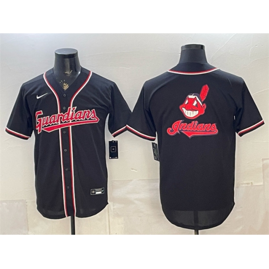 Men's Cleveland Guardians Team Big Logo 2026 Fashion Replica Black Out Stitched Baseball Jersey - Ujersey