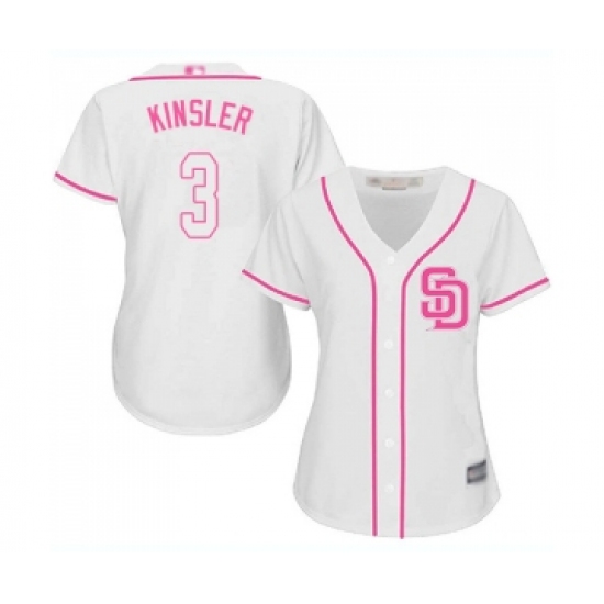 Women's San Diego Padres #3 Ian Kinsler Replica White Fashion Cool Base Baseball Jersey - Ujersey