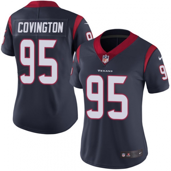 Women's Nike Houston Texans #95 Christian Covington Elite Navy Blue Team Color NFL Jersey - Ujersey