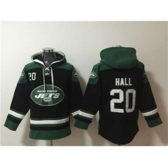 Men's New York Jets #20 Breece Hall Black Ageless Must-Have Lace-Up Pullover Hoodie - Ujersey
