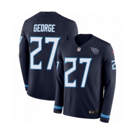 Youth Nike Tennessee Titans #27 Eddie George Limited Navy Blue Therma Long Sleeve NFL Jersey - Ujersey