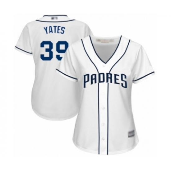Women's San Diego Padres #39 Kirby Yates Authentic White Home Cool Base Baseball Jersey - Ujersey