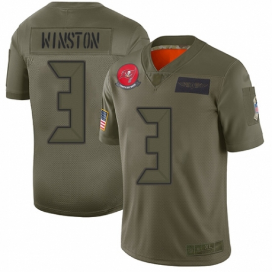 Men's Tampa Bay Buccaneers #3 Jameis Winston Limited Camo 2019 Salute to Service Football Jersey - Ujersey