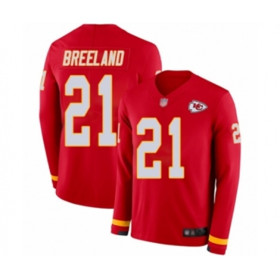 Men's Kansas City Chiefs #21 Bashaud Breeland Limited Red Therma Long Sleeve Football Jersey - Ujersey