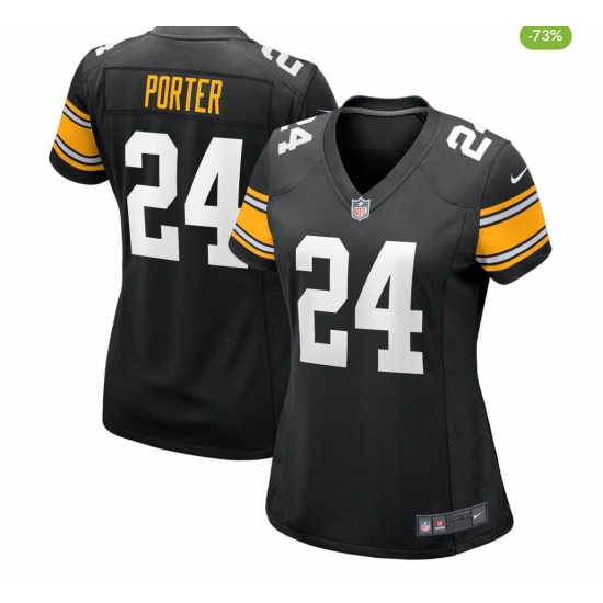 Women's Pittsburgh Steelers #24 Joey Porter Jr. Black Stitched Game Jersey - Ujersey