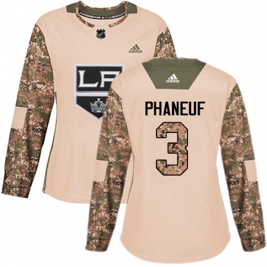 Women's Adidas Los Angeles Kings #3 Dion Phaneuf Authentic Camo Veterans Day Practice NHL Jersey - Ujersey