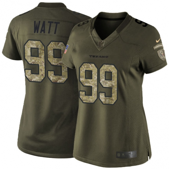 Women's Nike Houston Texans #99 J.J. Watt Elite Green Salute to Service NFL Jersey - Ujersey