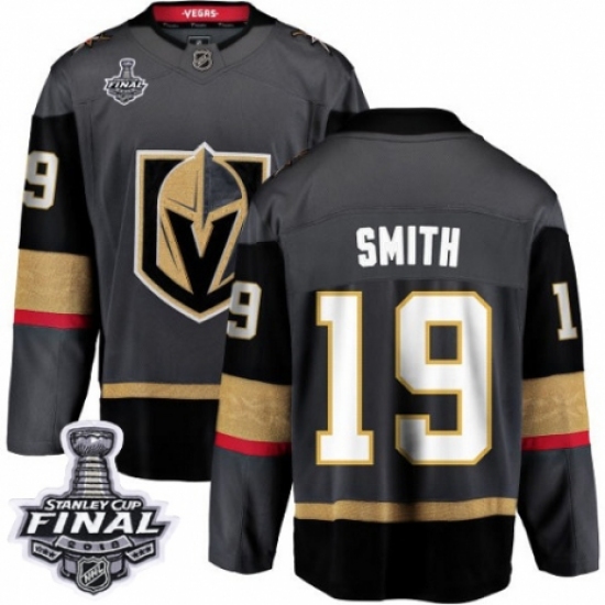 Youth Vegas Golden Knights #19 Reilly Smith Authentic Black Home Fanatics Branded Breakaway 2018 Stanley Cup Final NHL Jersey - Ujersey