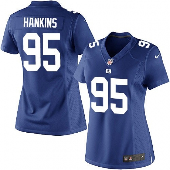 Women's Nike New York Giants #95 Johnathan Hankins Elite Royal Blue Jersey - Ujersey