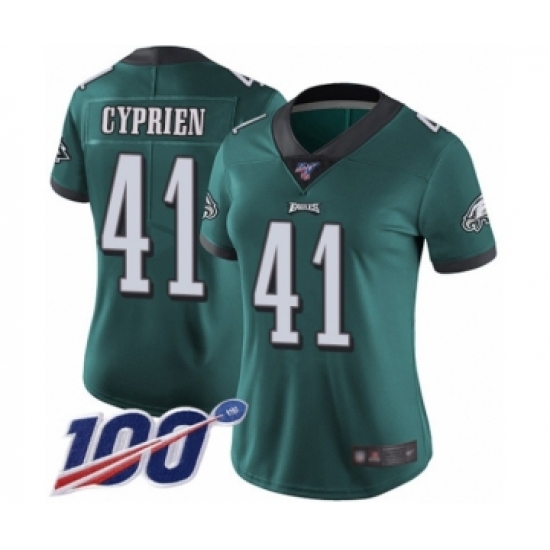 Women's Philadelphia Eagles #41 Johnathan Cyprien Midnight Green Team Color Vapor Untouchable Limited Player 100th Season Football Jersey - Ujersey