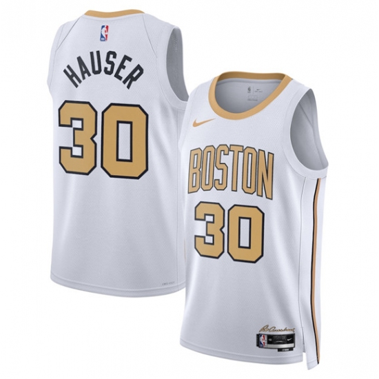Men's Boston Celtics #30 Sam Hauser White 2025-26 City Edition Swingman Stitched Basketball Jersey - Ujersey
