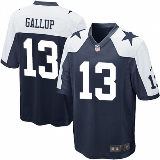 Men's Nike Dallas Cowboys #13 Michael Gallup Game Navy Blue Throwback Alternate NFL Jersey - Ujersey